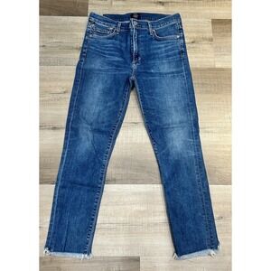Citizens of Humanity Rocket Crop High Rise Skinny Jeans 30x26 Blue Raw Hem